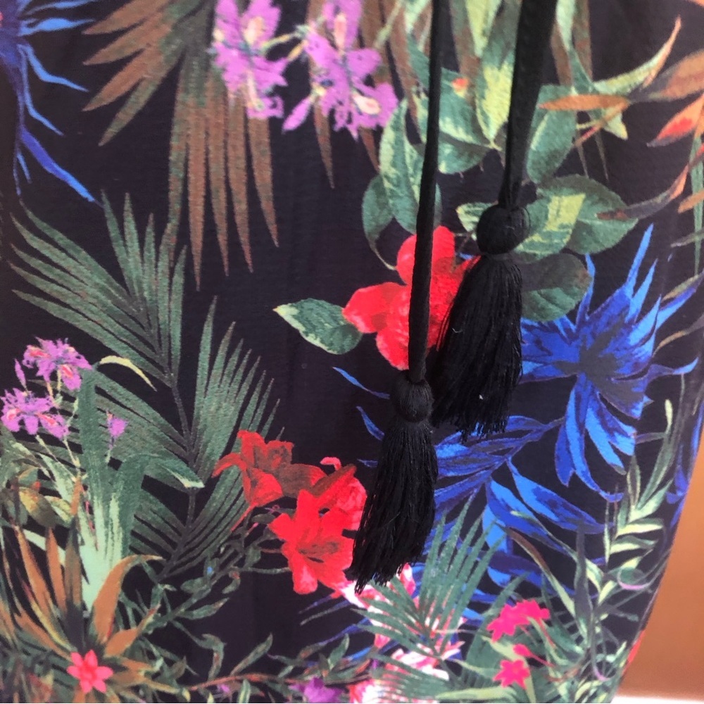 Flying Tomato Black & Multi color floral empire maxi tropical Sun dress Size XS - Picture 8 of 12